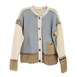 Vintage J Jill Patchwork Cardigan Sweater Size Small